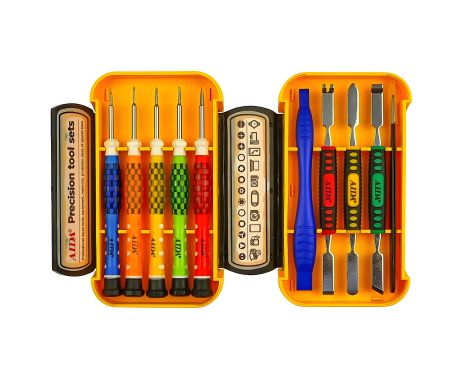 Aida AD-3010 Набор инструментов (4 двухсторонних лопаток, прямой пинцет, отвёртки: Y0.6, -2.0, +1.2, *0.8, *1.2)