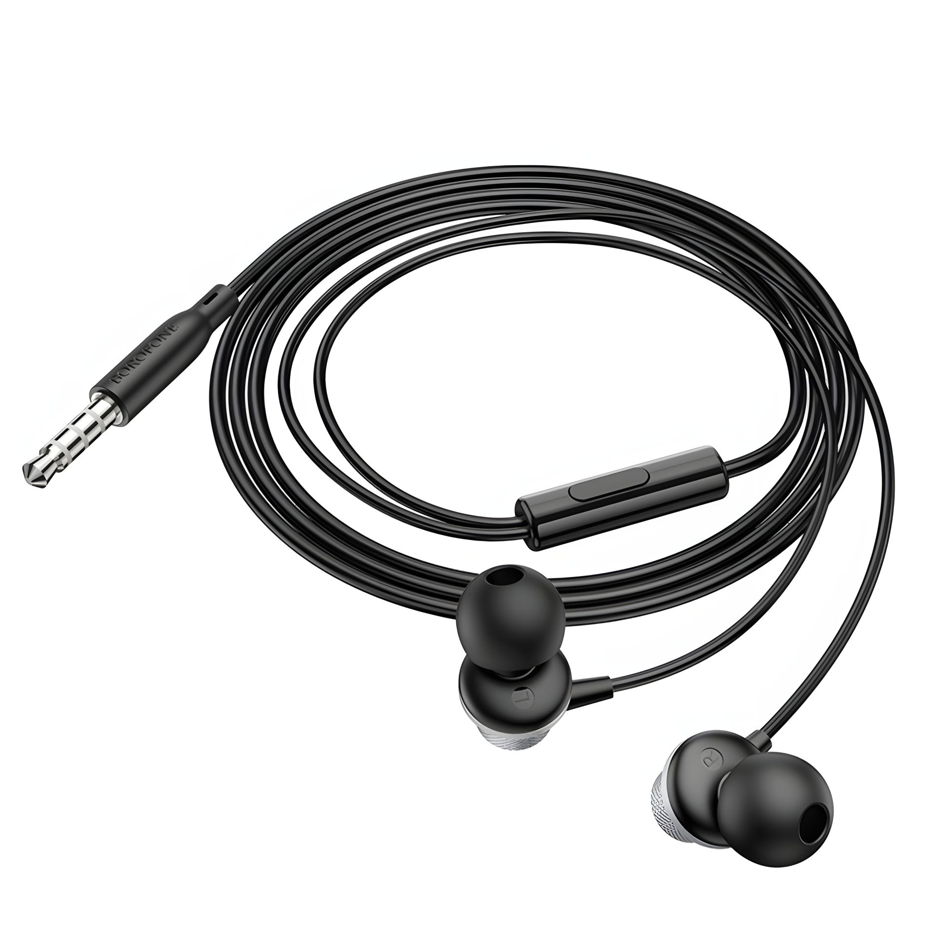 Наушники проводные вакуумные Borofone BM78 с микрофоном Jack 3.5 серые Наушники проводные вакуумные Borofone BM78 с микрофоном Jack 3.5 серые