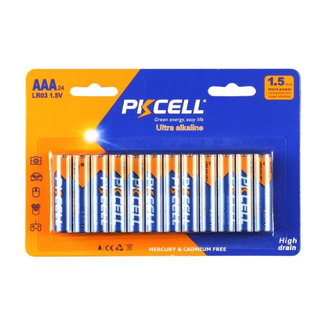 Батарейка щелочная PKCELL 1.5V AAA/LR03, 24 штуки в блистере (PC/LR03-24B) ААА