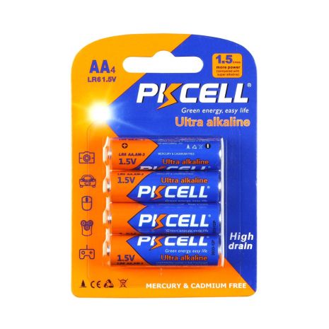 Батарейка щелочная PKCELL 1.5V AAA/LR03, 4 штуки в блистере (PC/LR03-4B) ААА