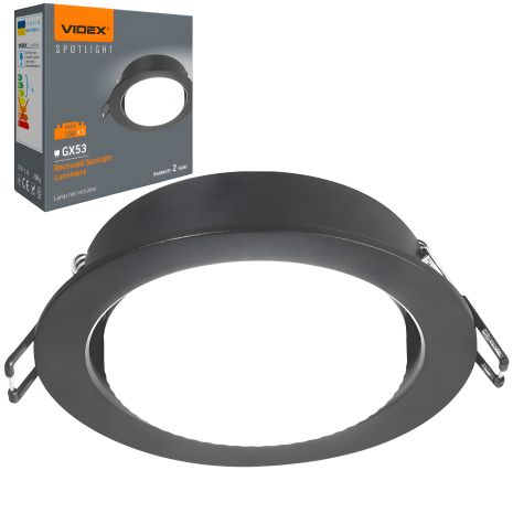 Стельовий світильник врізний VIDEX GX53, алюміній, чорний, IP20, макс. 30W (VL-SPF27R-B)