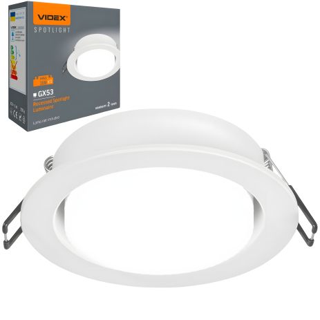 Врезной потолочный светильник VIDEX GX53, алюминий, белый, IP20, макс. 30W (VL-SPF27R-W)