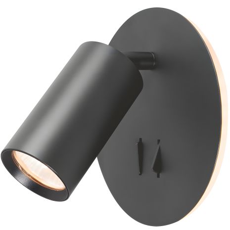 Світильник настінний VIDEX GU10 з кнопкою та підсвіткою, чорний (VL-SPF24E-B)