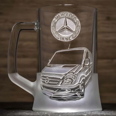 Келих пивний з гравіюванням автомобіля Mercedes Sprinter Мерседес Спрінтер - подарунок для автомобіліста Келих пивний з гравіюванням автомобіля Mercedes Sprinter Мерседес Спрінтер - подарунок для автомобіліста