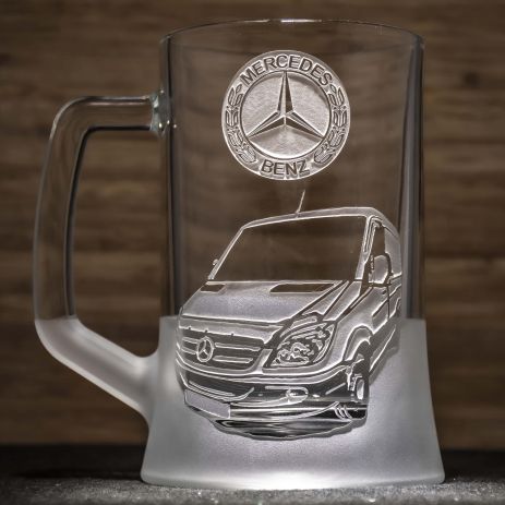 Пивний келих з гравіюванням автомобіля Mercedes Sprinter Мерседес Спрінтер - подарунок для автомобіліста