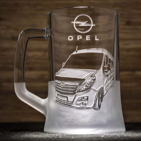 Пивний келих з гравіюванням автомобіля Opel Movano Опель Мовано - подарунок для автомобіліста