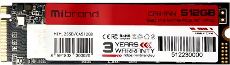 SSD M.2 Wibrand Caiman 512GB, NVMe, 2280, PCIe 3.0, 3D NAND SSD M.2 Wibrand Caiman 512GB, NVMe, 2280, PCIe 3.0, 3D NAND