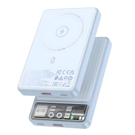 Power bank Hoco Q18 10000mAh PD 22.5W магнітний з функцією бездротової зарядки синій Power bank Hoco Q18 10000mAh PD 22.5W магнітний з функцією бездротової зарядки синій