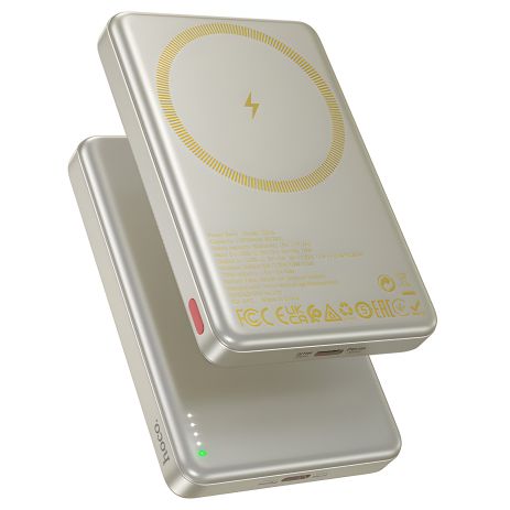 Повербанк Hoco Q26A 10000mAh PD 20W магнитный с функцией беспроводной зарядки titanium gold Повербанк Hoco Q26A 10000mAh PD 20W магнитный с функцией беспроводной зарядки titanium gold