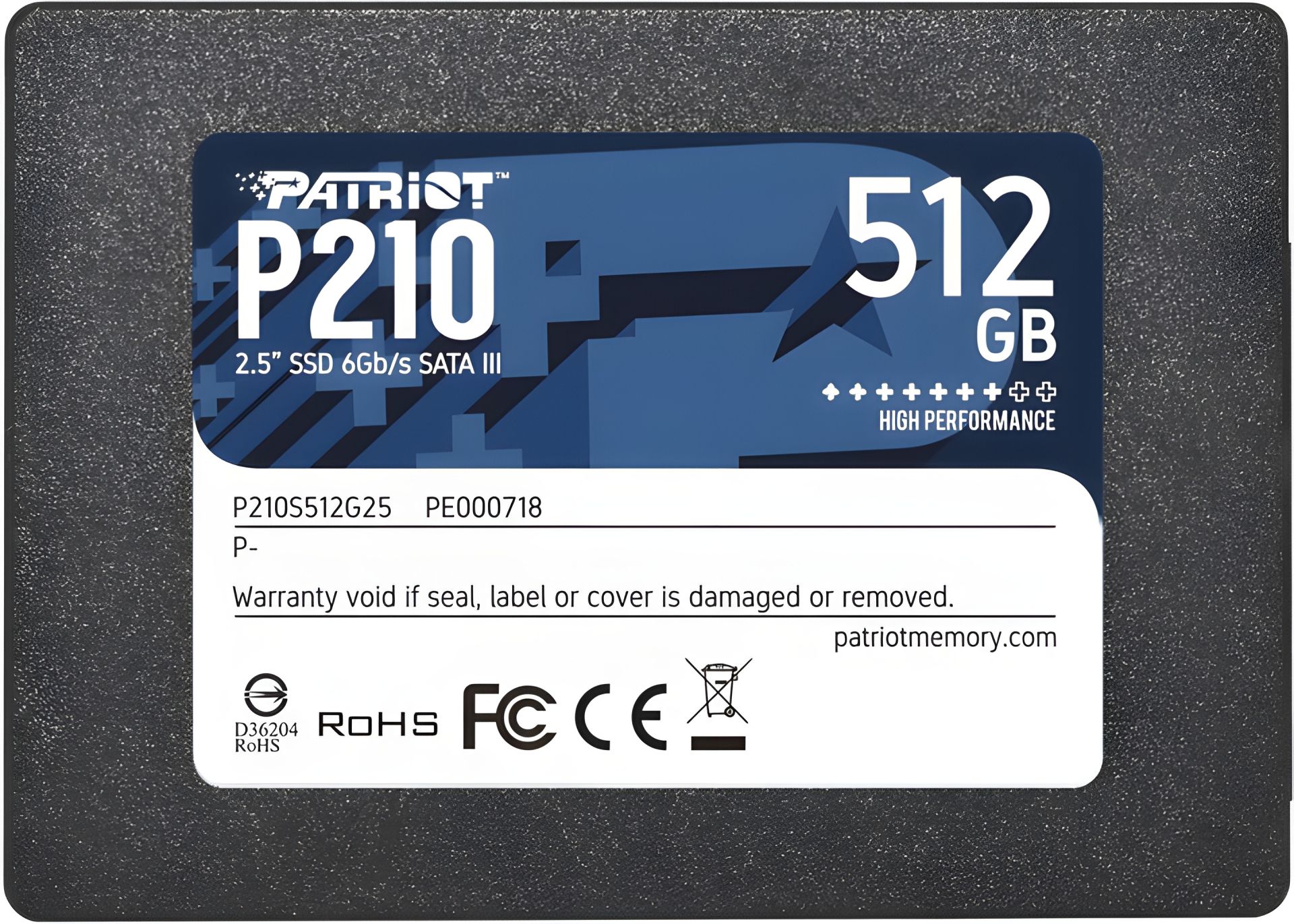 SSD Patriot P210 512GB 2.5" 7mm SATAIII 3D QLC SSD Patriot P210 512GB 2.5" 7mm SATAIII 3D QLC