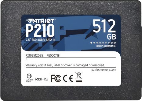 SSD Patriot P210 512GB 2.5" 7mm SATAIII 3D QLC SSD Patriot P210 512GB 2.5" 7mm SATAIII 3D QLC