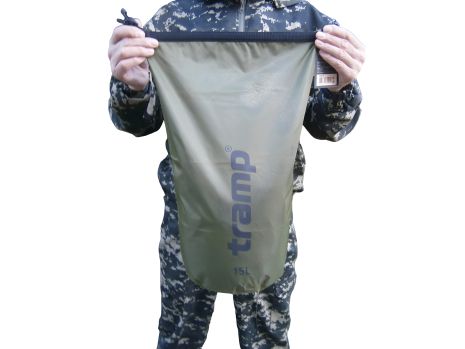 Водостійкий гермомішок Tramp ВМ-TRA-112-olive 15 літрів Водостійкий гермомішок Tramp ВМ-TRA-112-olive 15 літрів
