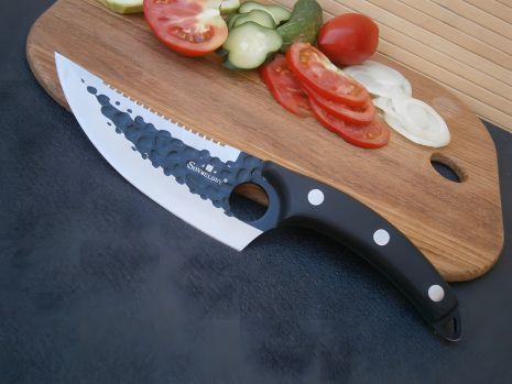Ніж кухарський Sonmelony Шеф К-03А Fultang з серейтором 27см 4 мм
