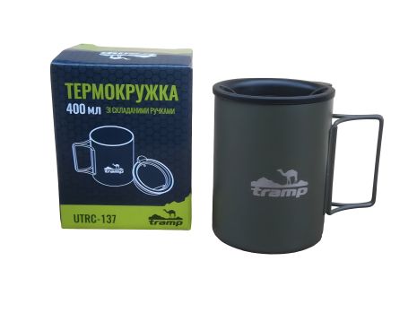 Термокружка TRAMP ВМ-UTRC-137 зі складаними ручками і поїлкою 400 мл, олива Термокружка TRAMP ВМ-UTRC-137 зі складаними ручками і поїлкою 400 мл, олива