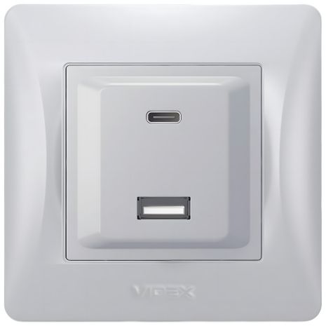Розетка USB-A + USB-C PD20W, швидка зарядка, 2 порти, срібний шовк, VIDEX BINERA (VF-BNCHRUC20-SS) Розетка USB-A + USB-C PD20W, швидка зарядка, 2 порти, срібний шовк, VIDEX BINERA (VF-BNCHRUC20-SS)