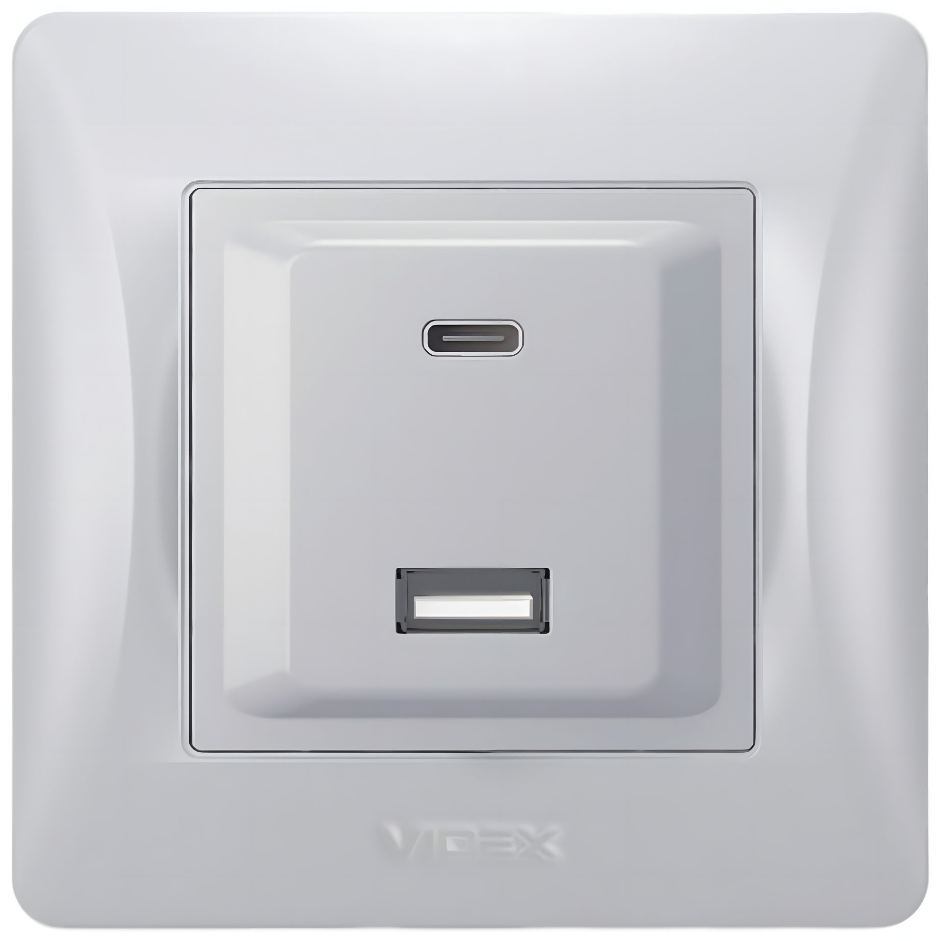 Розетка USB-A + USB-C PD20W, швидка зарядка, 2 порти, срібний шовк, VIDEX BINERA (VF-BNCHRUC20-SS) Розетка USB-A + USB-C PD20W, швидка зарядка, 2 порти, срібний шовк, VIDEX BINERA (VF-BNCHRUC20-SS)