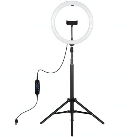 Кільцева USB LED лампа Puluz PKT3061B 11.8" + штатив 1.65 м