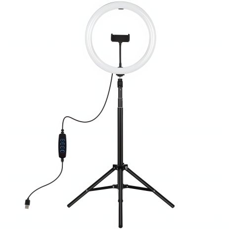 Кільцева USB LED лампа Puluz PKT3061B 11.8" + штатив 1.65 м