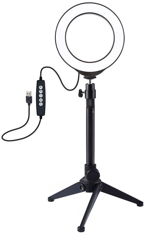 LED USB кольцевая лампа RGBW Puluz PKT3049B 4.7" + настольный штатив