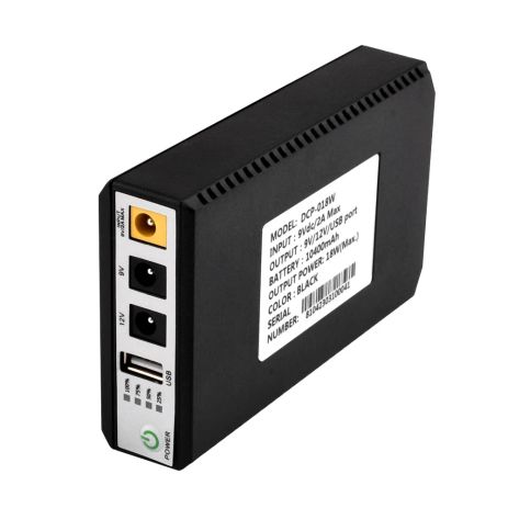 ДБЖ (UPS) DC 18W 10400mAh для роутера/терміналу/камери та ін. | DCP-018W / 5V / 9V / 12V / USB / LED | Black +блок живлення 9V 2A