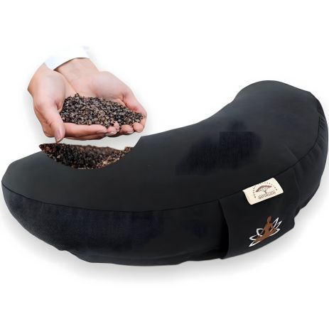 Болстер подушка для йоги и медитации IDEIA с гречневой лузгой 46х25х10 см черная (8-30233*006)