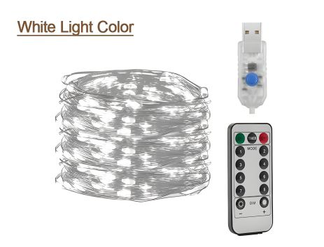USB светодиодная гирлянда медная нить, 10 м, теплая белая, 100 светодиодов, 8 режимов, с пультом