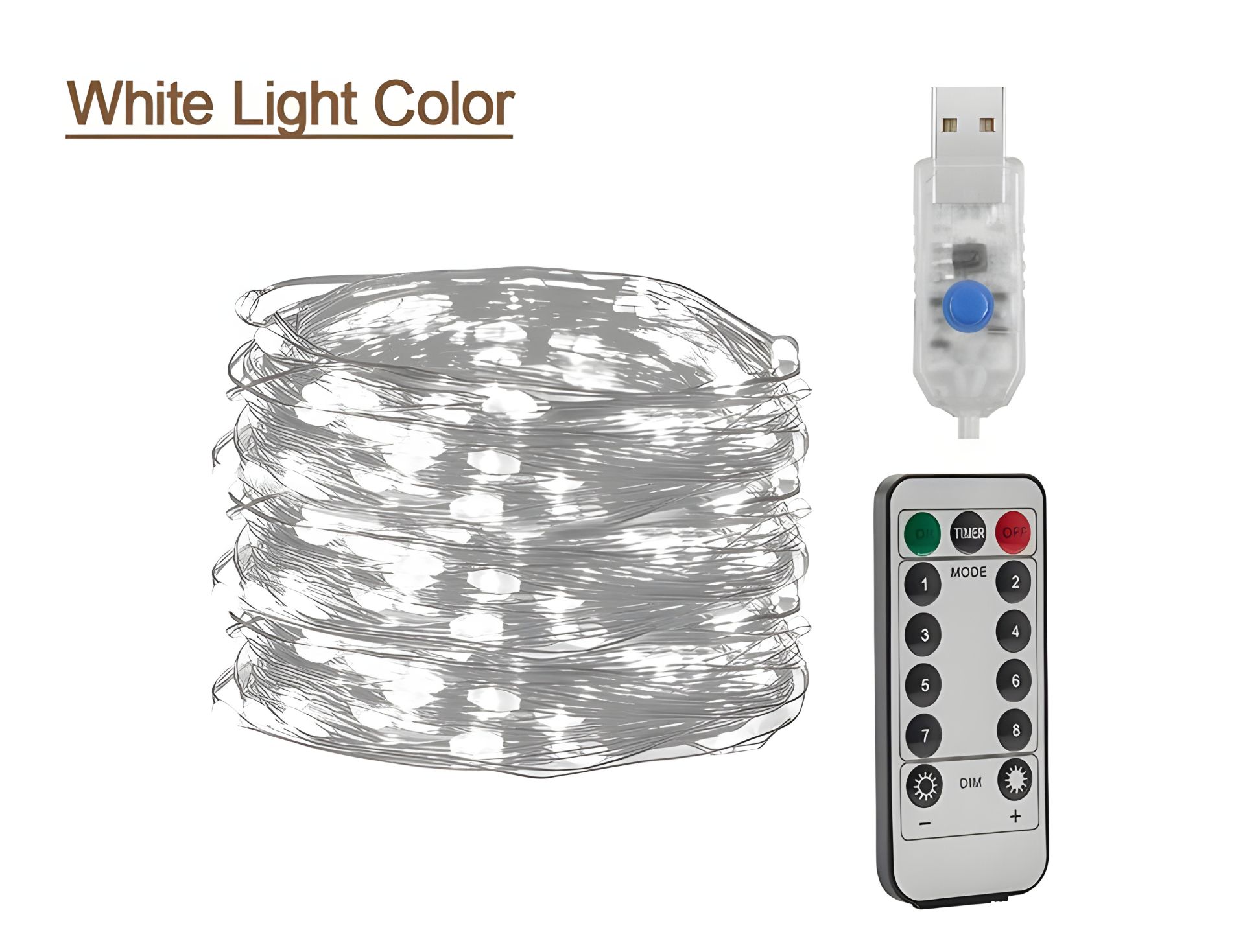Світлодіодна гірлянда USB, мідна нитка, теплий білий, 10 м 100 світлодіодів, 8 режимів з пультом Світлодіодна гірлянда USB, мідна нитка, теплий білий, 10 м 100 світлодіодів, 8 режимів з пультом