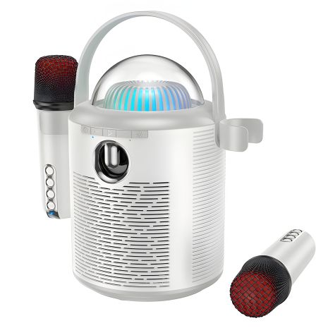 Акустика-караоке HOCO Pearlescent BT speaker with 2mic BS59 |BT5.1, TWS/TF/AUX, 5h| grey Акустика-караоке HOCO Pearlescent BT speaker with 2mic BS59 |BT5.1, TWS/TF/AUX, 5h| grey