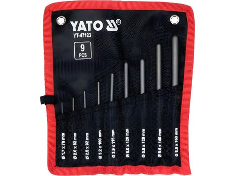 Комплект пробойников с шаровыми наконечниками: Ø=1,7-2 мм, l=70-160 мм, 9 шт, Yato YT-47123 Комплект пробойников с шаровыми наконечниками: Ø=1,7-2 мм, l=70-160 мм, 9 шт, Yato YT-47123