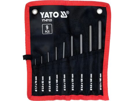 Комплект пробійників з кульовими наконечниками (Ø=1,7-2 мм, l=70-160 мм, 9 шт) Yato YT-47123