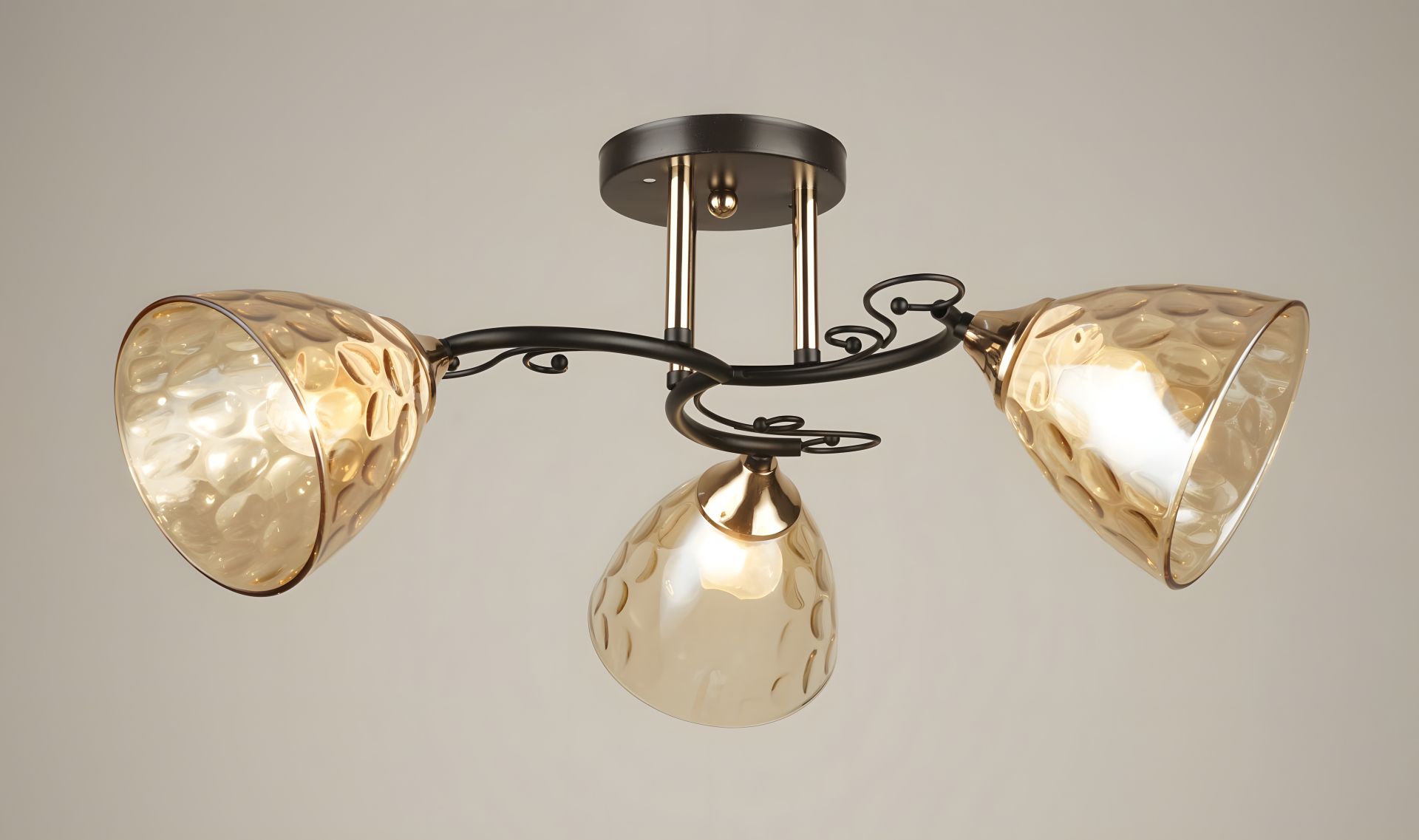 Стельова люстра на 3 плафони Sirius B N4522/3 BK+FGD Стельова люстра на 3 плафони Sirius B N4522/3 BK+FGD