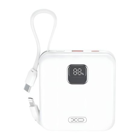 Аккумулятор XO PR235 22.5W с встроенными iP и TYPE-C кабелями, 10000mAh белого цвета Аккумулятор XO PR235 22.5W с встроенными iP и TYPE-C кабелями, 10000mAh белого цвета