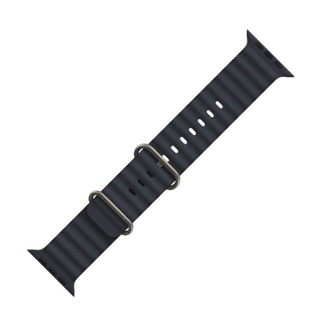 Силіконовий ремінець Hoco iWatch WA12, marine double buckle, 42, 44, 45, 49mm, black