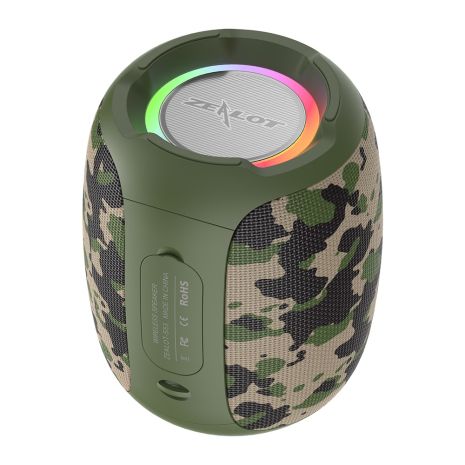 Портативная Bluetooth колонка ZEALOT S53 TWS с LED подсветкой camouflage green