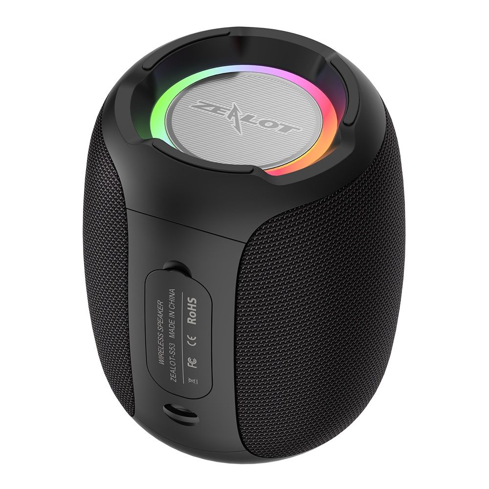 Портативная Bluetooth колонка ZEALOT S53 TWS с LED подсветкой black Портативная Bluetooth колонка ZEALOT S53 TWS с LED подсветкой black