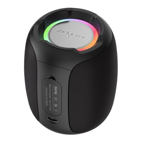 Портативна Bluetooth колонка ZEALOT S53, BT5.0, AUX, USB, TF, TWS, 10h з LED підсвічуванням black