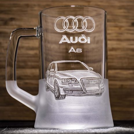 Келих для пива з гравіюванням автомобіля Audi A6, ідеальний подарунок для автомобіліста
