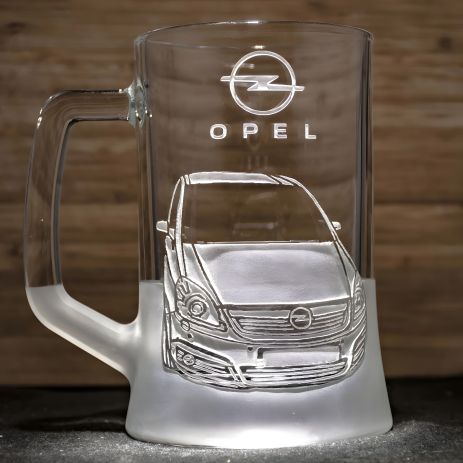 Пивной бокал с гравировкой "Opel Zafira" - подарок автолюбителю