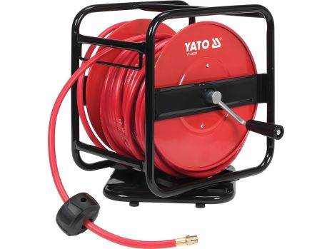Пневматичний шланг ПВХ з котушкою та швидкоз'ємним наконечником 1/4", Ø=8мм, тиск-20Bar, l=30м, Yato YT-24253