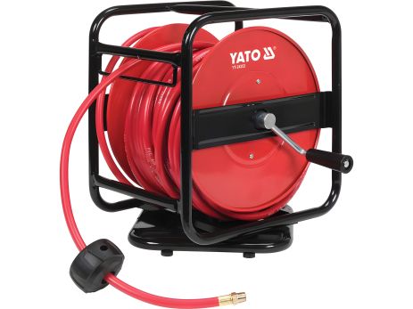 Пневматичний шланг ПВХ з котушкою та швидкоз'ємним наконечником 1/4", Ø=8мм, тиск-20Bar, l=30м, Yato YT-24253