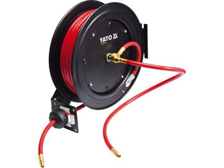 ПВХ пневматичний шланг на котушці зі швидкоз'єднаний. нарешті 1/4", Ø= 9.5 мм, тиск 20Bar, l=20м, Yato YT-24251