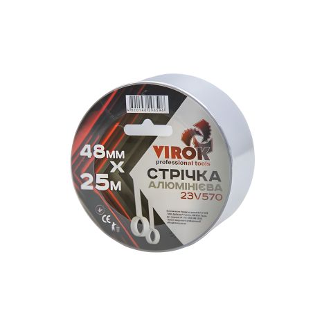 Клейка стрічка алюмінієва 48мм х 25м. х 40мкм. [60] VIROK 23V570