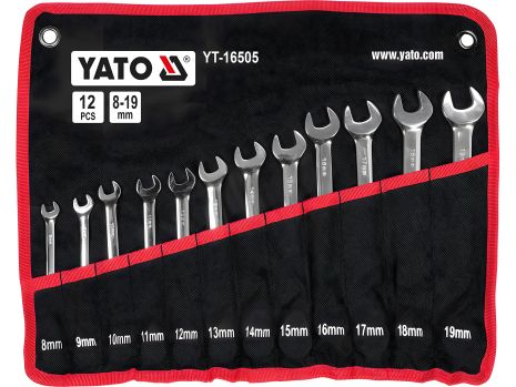 М 8-19 мм Ключі комбіновані до гайки з храповим механізмом, Хр-Ван, 12 шт. у плахті [10] Yato YT-16505
