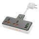 Подовжувач HOCO 2-position expansion socket AC12A | 3USB/Type-C, PD/QC, 30W/10A | black