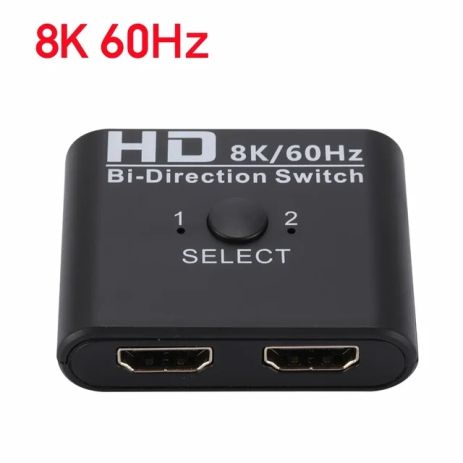 HDMI-свитч двунаправленный на 2 порта, v2.1 4K 144Hz HDR (2K 240Hz, 8K 60Hz) | переключатель + коммутатор 2 в 1 | Для PC, XBox, PS4, PS5, видеоплееров