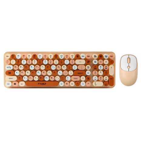 Бездротова клавіатура та миша TWolf TF350 Colorful, 2.4G, 800-1600DPI, Молочний