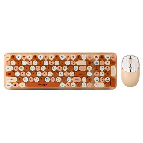 Бездротова клавіатура та миша TWolf TF350 Colorful, 2.4G, 800-1600DPI, Молочний Бездротова клавіатура та миша TWolf TF350 Colorful, 2.4G, 800-1600DPI, Молочний