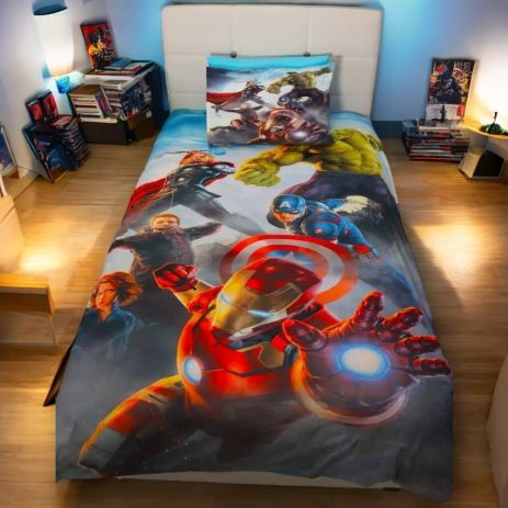 Bonavita дитяча постільна білизна набору поблизу Marvel півтора, атласні 100% бавовна, синій (522-0003 c)
