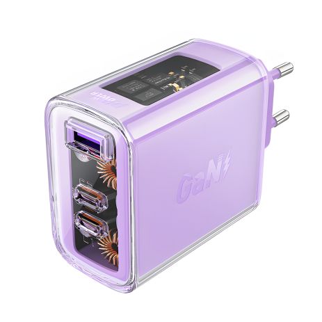 Мережевий зарядний пристрій Acefast A45 USB/2 Type-C QC PD PD65W GaN фіолетовий Мережевий зарядний пристрій Acefast A45 USB/2 Type-C QC PD PD65W GaN фіолетовий