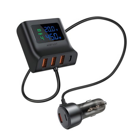 Автомобильное зарядное устройство Acefast B11 3 USB/ Type-C QC PD 138W с дисплеем черное Автомобильное зарядное устройство Acefast B11 3 USB/ Type-C QC PD 138W с дисплеем черное